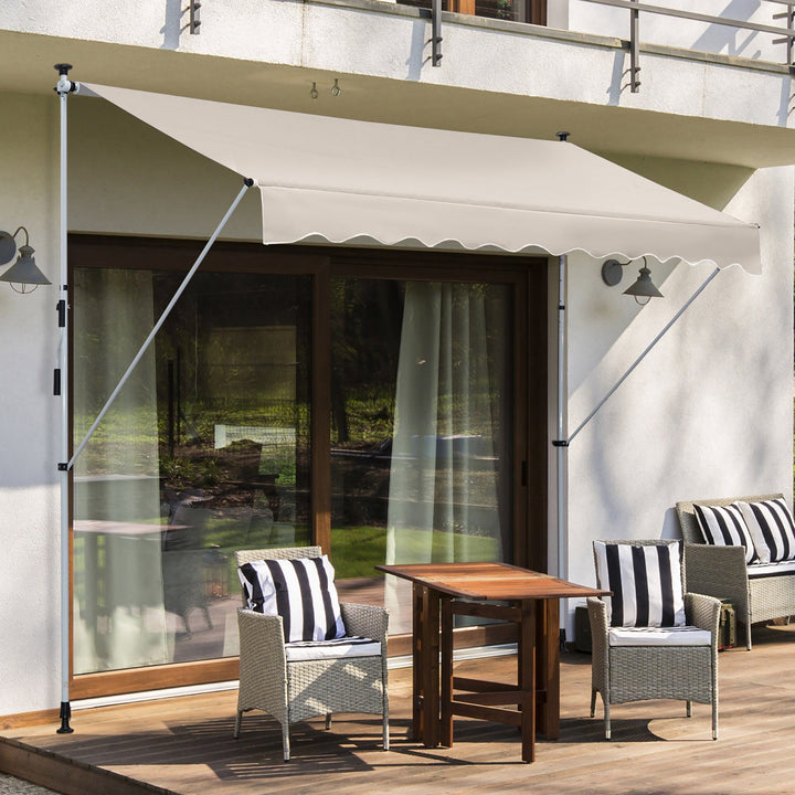 Toldo Manual Retrátil para Exterior 400x120x170-280cm Toldo Enrolável Altura Ajustável com Manivela Proteção Solar para Terraço Balcão Jardim Marrom Claro