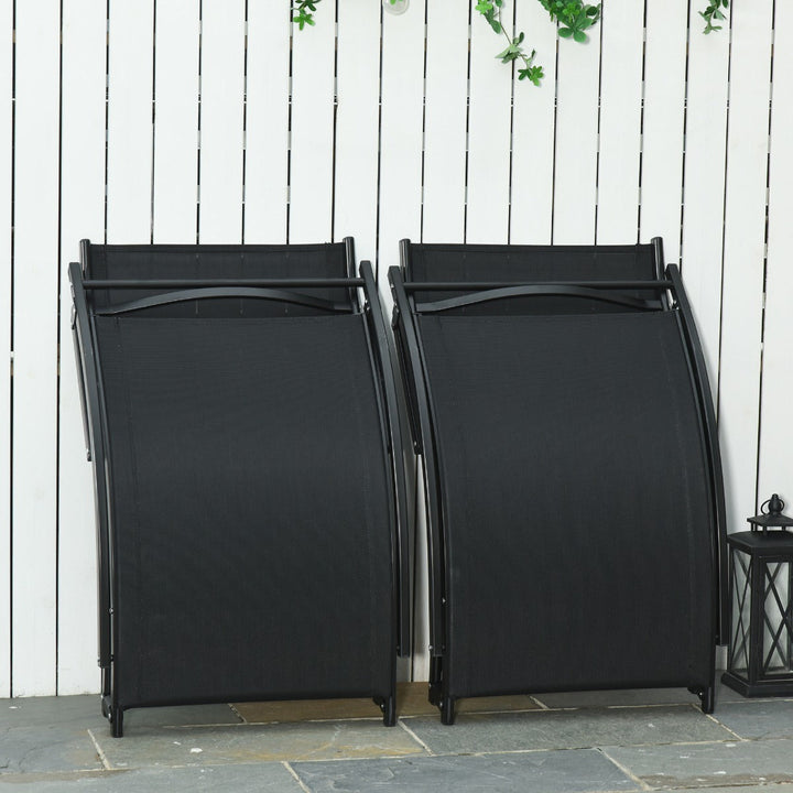 2 espreguiçadeiras dobráveis ??ergonômicas em forma de S com estrutura de alumínio Textilene para piscina terraço jardim 165x61x63 cm Preto