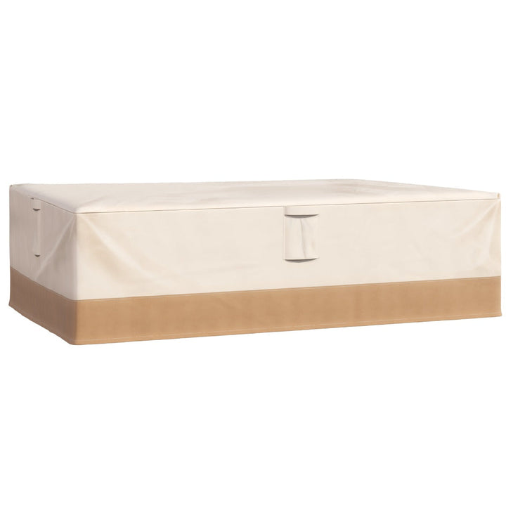 Capa Protetora para Móveis de Jardim 270x200x78cm Tecido Oxford 600D Impermeável Cobertura para Sofás Mesas Exterior com 4 Ventilações 5 Alças Cordão de Tração Bege