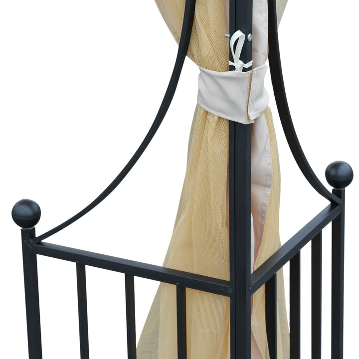 Pérgola de jardim 3x3m com 4 cortinas laterais com zíper e telhado duplo com 8 furos de drenagem bege