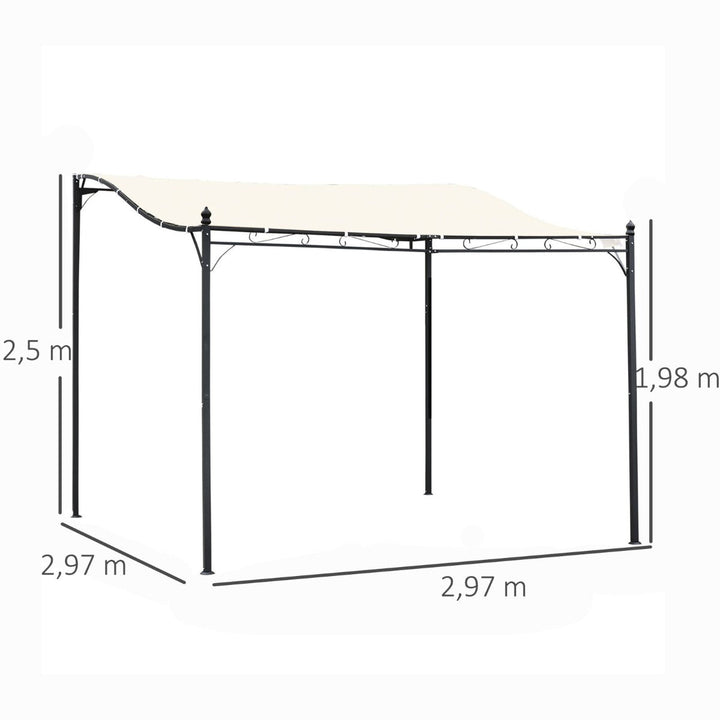 Pérgola para Jardim 297x297x250cm de Parede Curva Aço e Poliéster Creme