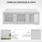 Pérgola para Jardim 6x3m Pérgola de Jardim com 4 Painéis Laterais 2 Portas Enroláveis e 6 Janelas Proteção UV para Exterior Eventos Casamentos Branco