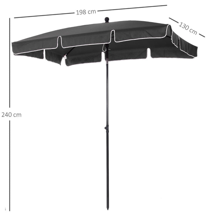 Guarda-sol Grande Reclinável Impermeável e Resistente a UV para Jardim Pátio Praia Piscina Terraço 198x130x240 cm