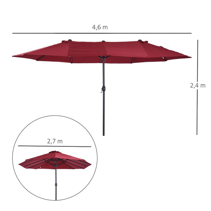 Pára-Sol duplo com Manivela Resistente À Água e Proteção UV 460x240 cm Vermelho