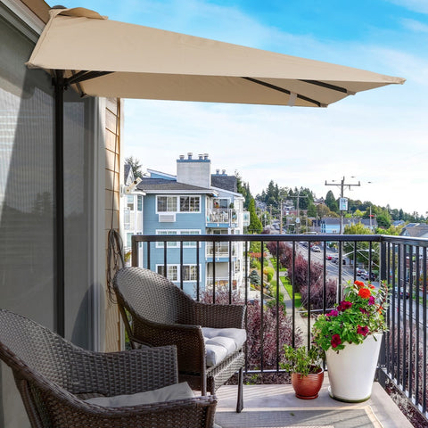 Guarda-sol de meia tela de jardim Parasol do pátio Terraço Retângulo 230x130x245 cm