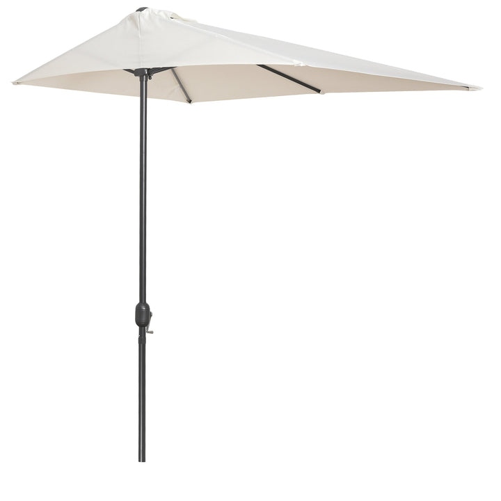 Guarda-sol Semicircular 230x130x245 cm Guarda-sol para parede de jardim com manivela e poste de metal Ø38 mm creme