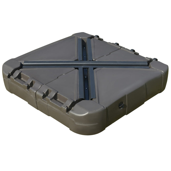 Base para guarda-sol recarregável com areia e água com 4 rodas Suporte metálico para jardim 88x88x19 cm marrom