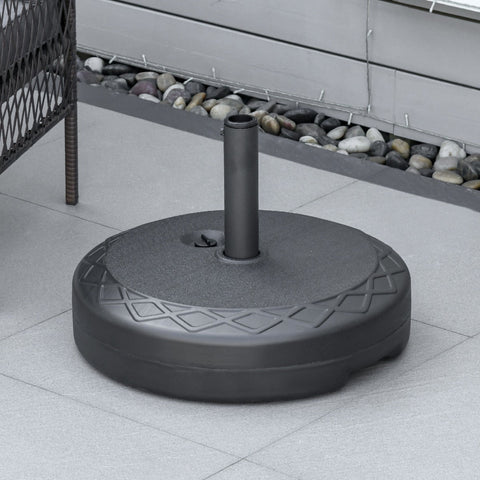 Base para Chapéu de Sol Recarregável com Água 30kg Base Chapéu de Sol Redonda para Mastros de 38mm 48mm Metal e Plástico para Jardim Terraço Ø55x38cm Preto