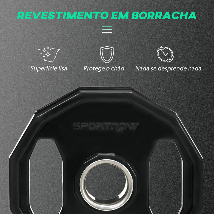 Conjunto de 2 Discos de Pesos Olimpicos 10kg Ferro Fundido Placas de Peso com Orifício de 5cm para Treinamento Fitness em Ginásio Casa Ø32x4 cm Preto