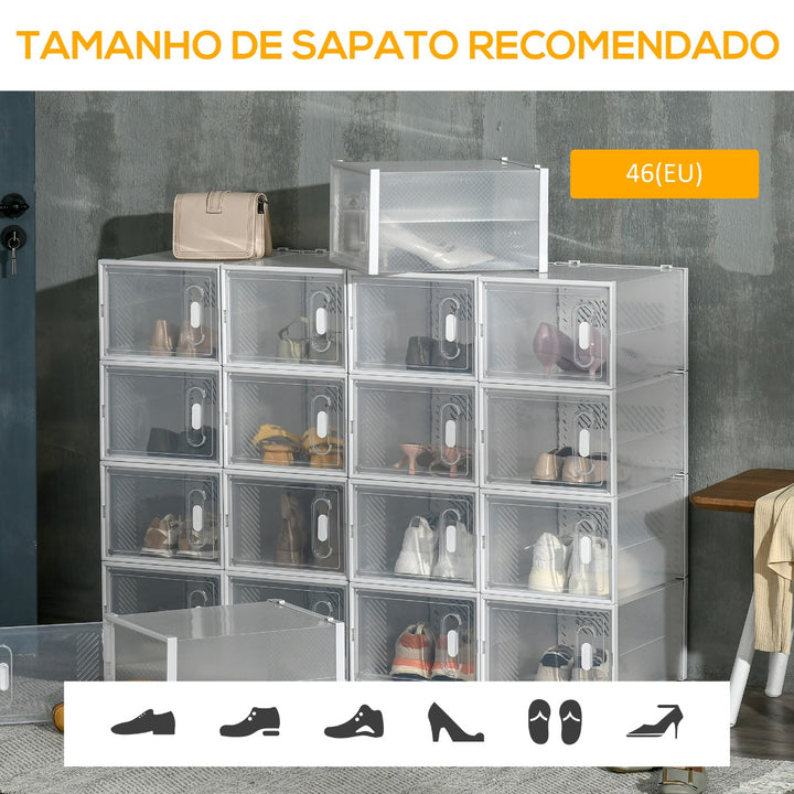 Armário Modular de Plástico Sapateira Modular com 18 Cubos Portas Magnéticas Organizador de Sapatos para Entrada Corredor Dormitório 28x36x21cm Transparente