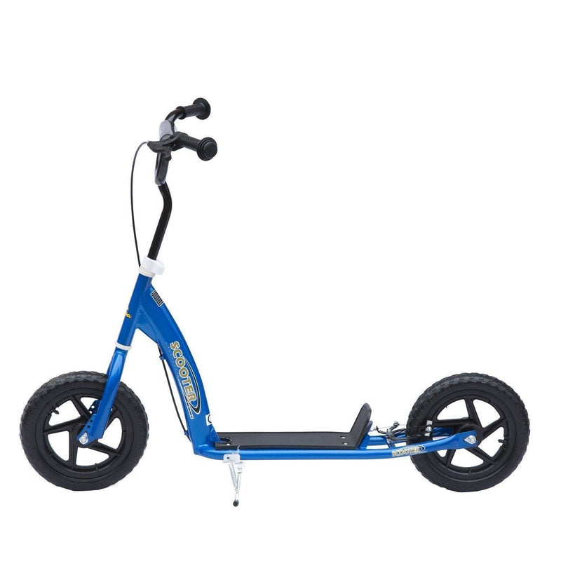 Trotinete para Crianças acima de 5 anos Scooter de 2 Rodas Grandes de 12 Polegadas com Freio e Guidão Ajustável em Altura Carga Máx. 100kg 120x52x80-88cm Azul