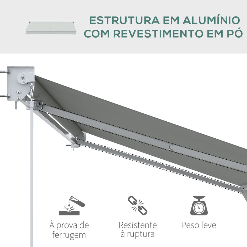 Toldo Manual Retrátil com Manivela 200x295 cm Toldo de Parede com Proteção Solar UV50+ e Estrutura de Alumínio para Jardim Varanda Exterior Creme