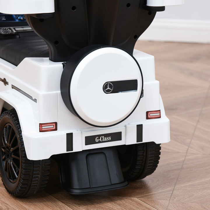 Carro de Passeio Carro Andador para Crianças acima de 12 Meses Mercedes G350 com Buzina Capô Removível Encosto e Suporte de Proteção 85,5x40,5x95cm Branco