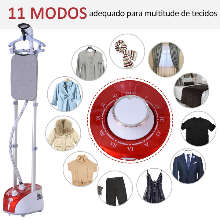 Escova de vapor de roupas temperatura 1800W ajustável a 11 níveis Barra dupla vertical com tanque de 2L em 38s de aquecimento