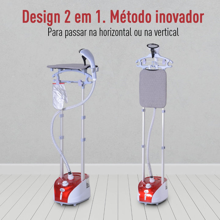 Escova de vapor de roupas temperatura 1800W ajustável a 11 níveis Barra dupla vertical com tanque de 2L em 38s de aquecimento