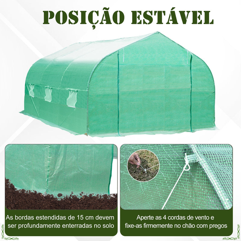 Estufa de jardim ou Terraço para cultivo de Plantas e Sementes – Cor verde - 450x300x200 cm