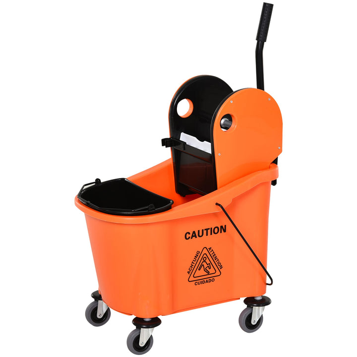 Balde para esfregona comercial com espremedor 36L Capacidade 54x41x91,5 cm Laranja