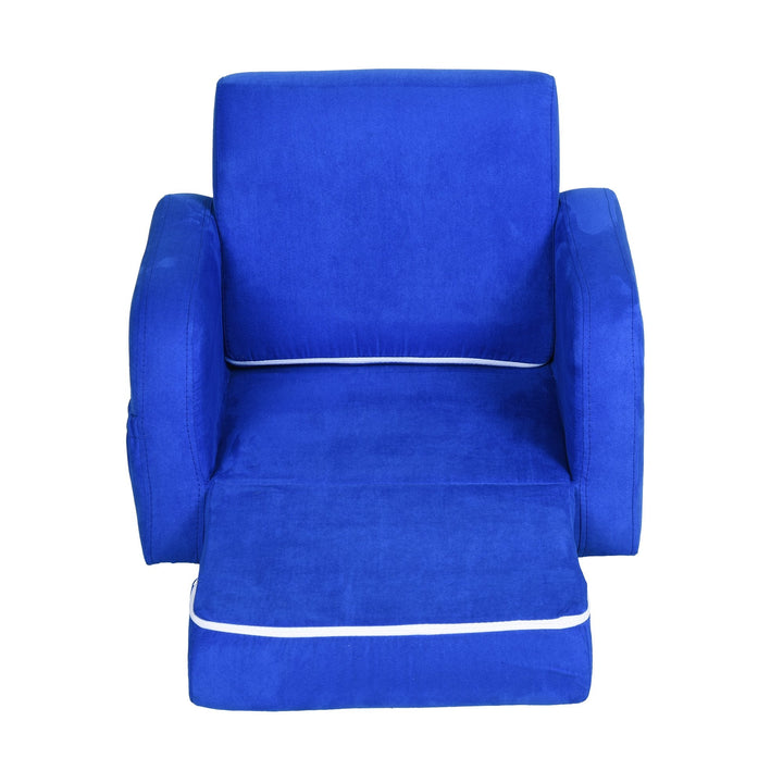 Poltrona 2 em 1 dobrável com assento acolchoado para crianças acima de 12 meses Azul