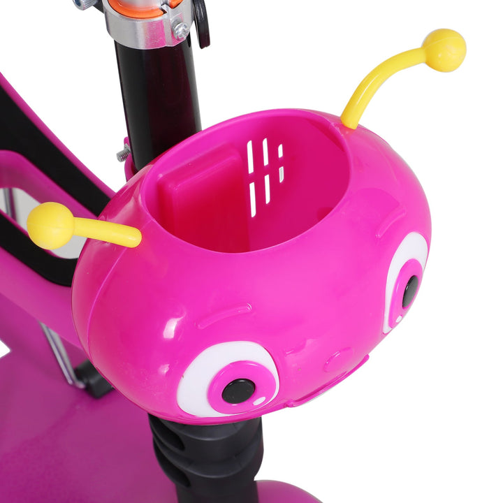 5 em 1 trotinete para crianças de acima de 1 ano 3 rodas trotinete com assento removível guiador ajustável 62x25x72,5 cm Rosa