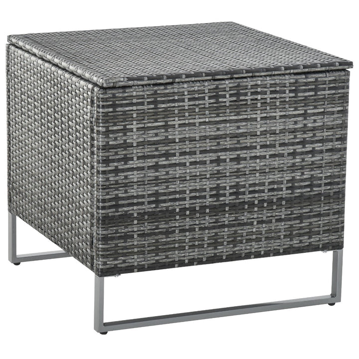 Conjunto de 4 Móveis de vime para Jardim com 2 Sofás Duplos Mesa central mesa de baú e almofadas removíveis 132x69x64 cm Cinza