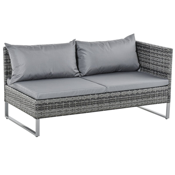 Conjunto de 4 Móveis de vime para Jardim com 2 Sofás Duplos Mesa central mesa de baú e almofadas removíveis 132x69x64 cm Cinza