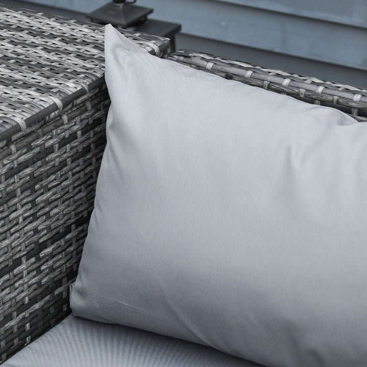 Conjunto de 4 Móveis de vime para Jardim com 2 Sofás Duplos Mesa central mesa de baú e almofadas removíveis 132x69x64 cm Cinza