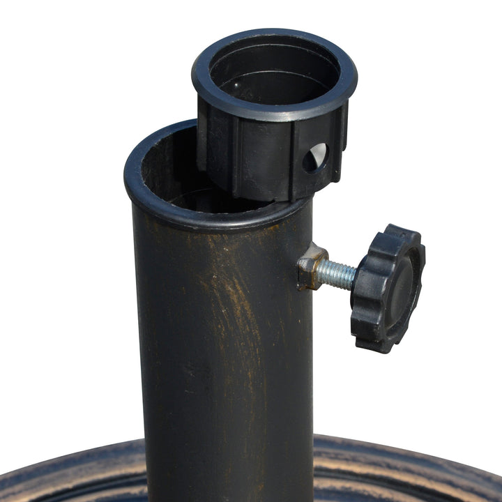 Base Chapéu de Sol de Jardim Suporte para Chapéu de Sol Redondo para Mastros de 38mm/48mm Resina e Aço para Terraço Pátio Exterior Ø45x33cm Bronze