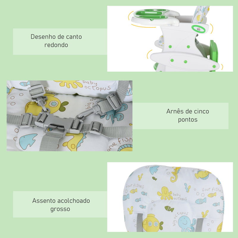 Cadeira para bebês acima de 6 meses 3 posições ajustáveis Acolchoado Verde