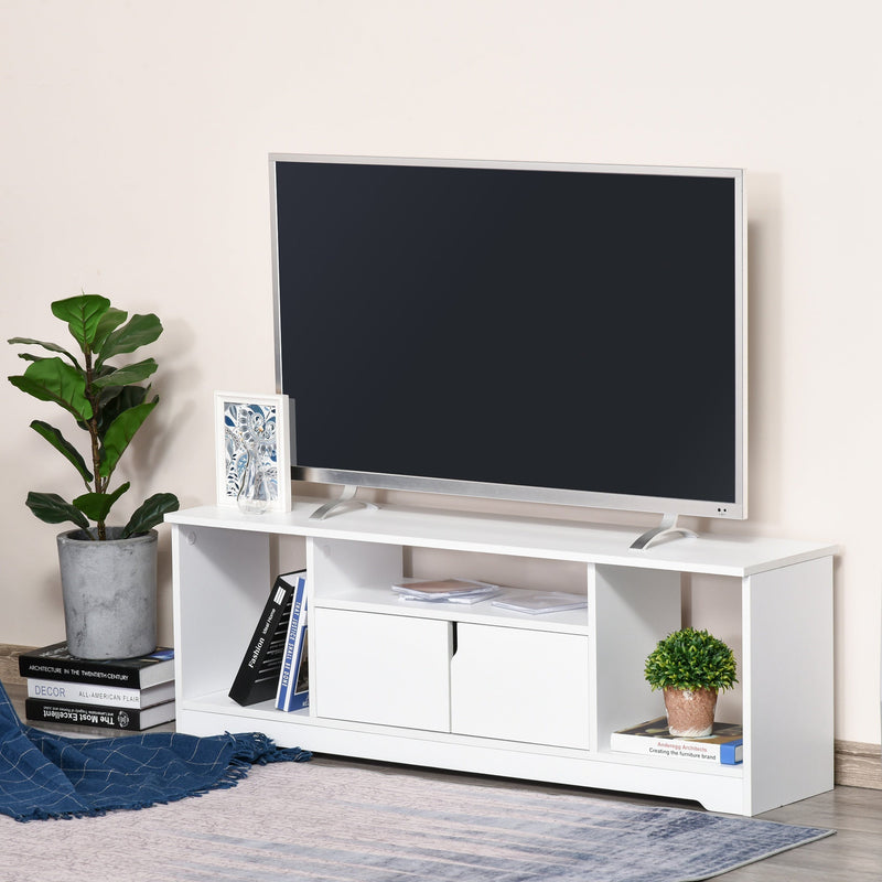 Móvel de TV para Televisores de até 42” Móvel de Sala de Estar Moderno com Armário de Dupla Porta e 3 Compartimentos Abertos 120x30x41cm Branco