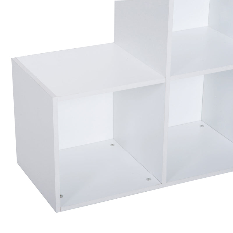 Estante de livros em Forma de Escada Armário de Arrumação 6 Cubos Estante de Exposição 91,5x29,5x91,5cm Branco