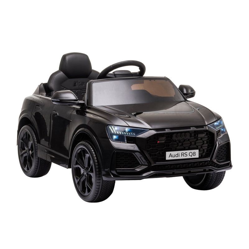 Carro Elétrico Infantil acima de 3 anos Licença Audi RS Q8 com Bateria 6V Controle a Distância Música MP3 Buzina e Luzes Velocidade Máx. 3km/h 101x62x51cm Preto