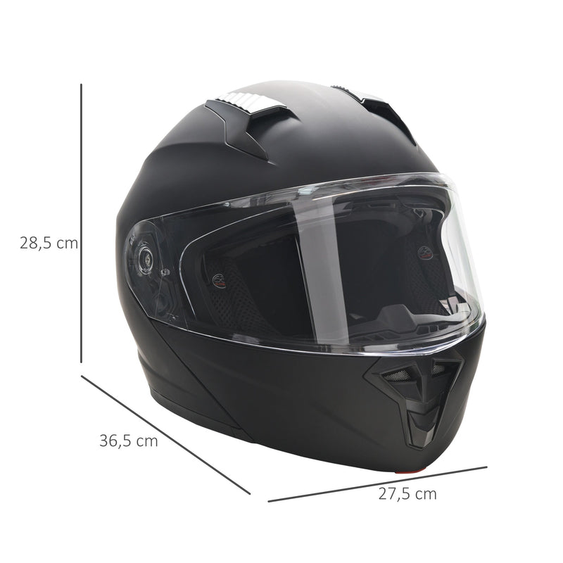 Capacete de Moto Integral Tamanho XL-60cm Capacete de Motocicleta com Dupla Viseira Cabeçote Anticolisão com Certificação Europeia Unisex Cor Preta