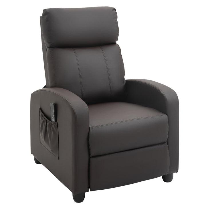 Poltrona de Massagem Poltrona Relax Reinclinável com Controle Remoto 2 Zonas de Massagem 8 Programas 5 Níveis de Intensidade Estofado em PU 68x88x98cm Marrom