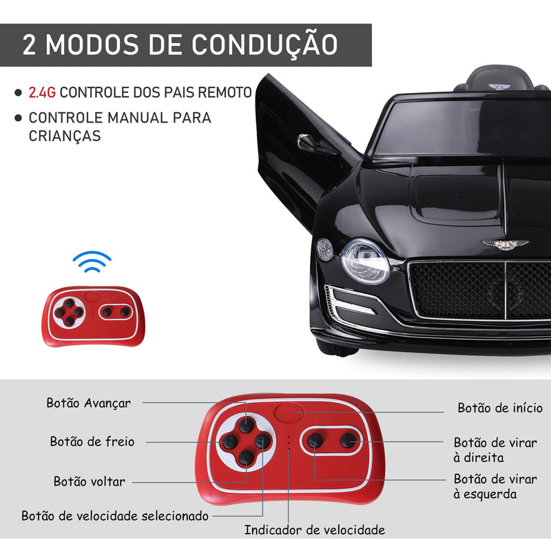 Bentley GT elétrico licenciado para crianças acima de 3 anos