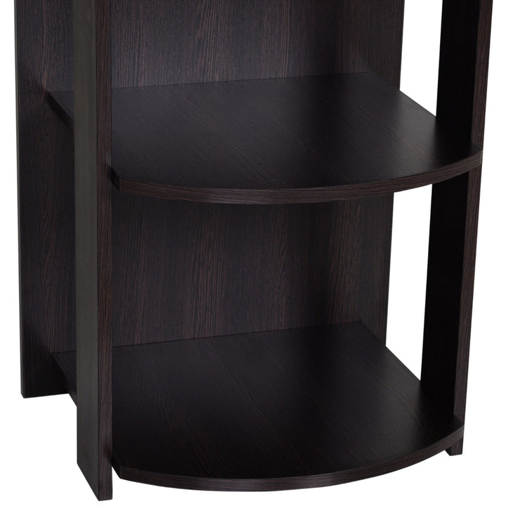 Mesa de Computador PC Escritório para Oficina Casa Tipo Esquineira Forma L com Estantes - Marrom Escuro - 136,2x130,4x72cm