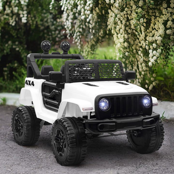 Carro Elétrico para Crianças acima de 3 anos Carro de Bateria 12V com 2 Motores Controle Remoto 2.4G Luzes Buzina Velocidade Ajustável Carga Máxima 30kg 100x65x72cm Branco