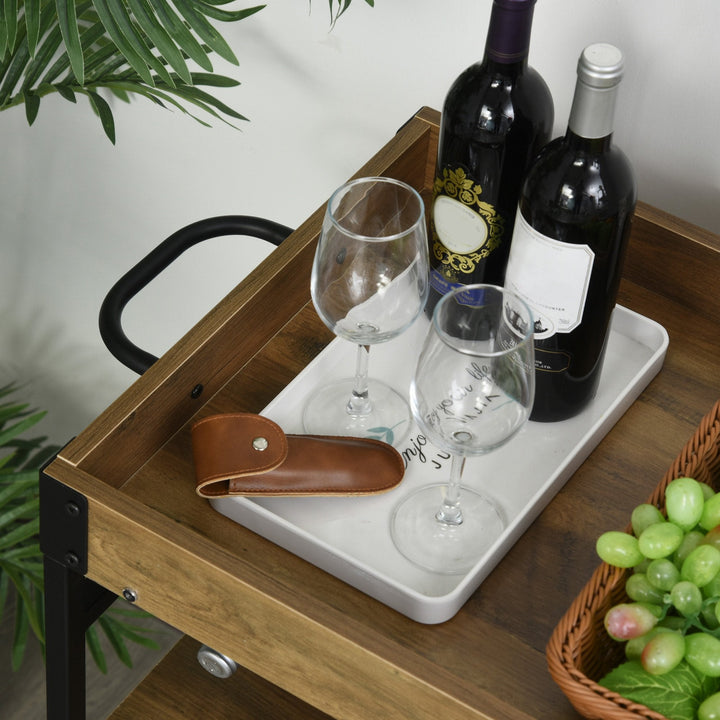 Carrinho de cozinha multifuncional com 3 prateleiras 77x44,5x91 cm Madeira rústica