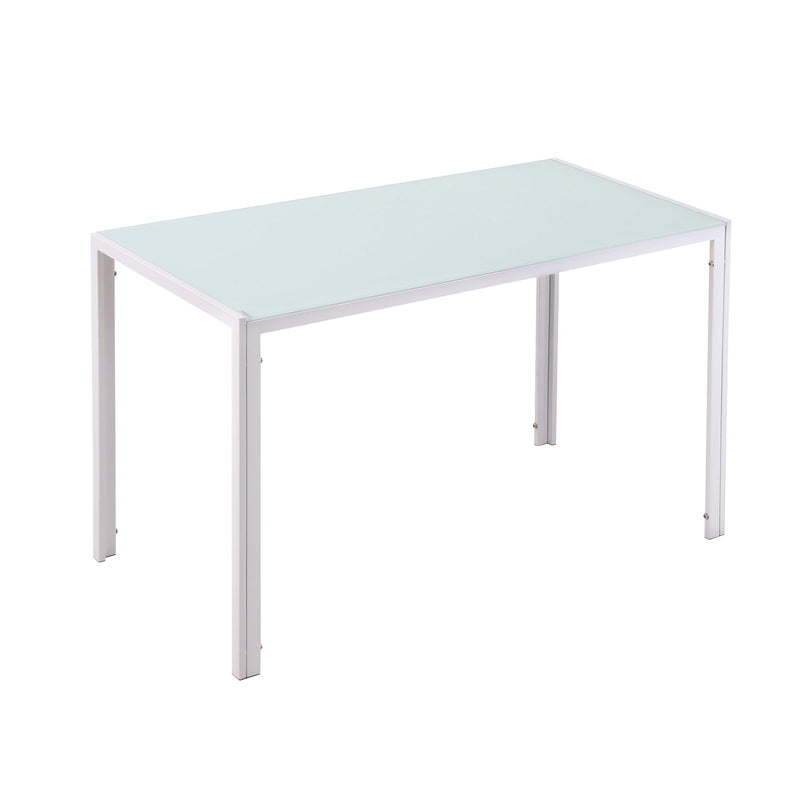 Mesa Sala de Jantar de Cristal Mesa Retangular para 4-6 pessoas com Pés de Metal Multifuncional para Cozinha 120x60x75cm Branco