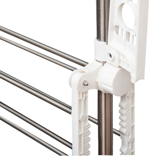 Estendal de Roupa tipo Pendurador Móvel Branco e Aço Inoxidável (80-142) x 55 x 178 cm