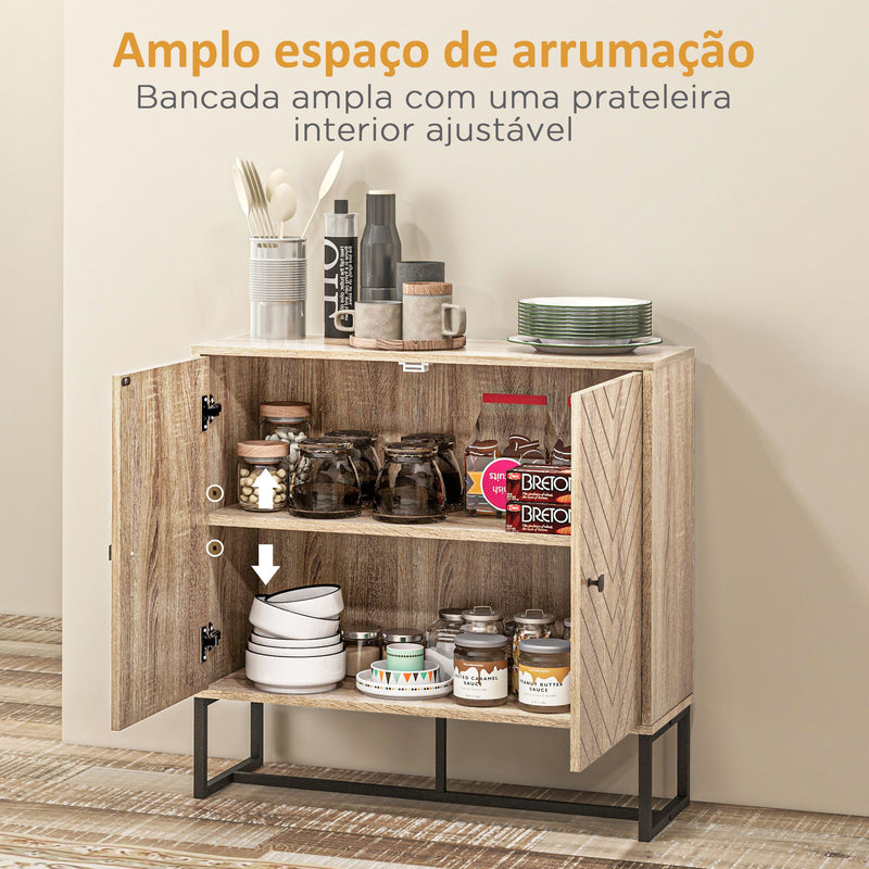 Aparador Sala de Estar Móvel Buffet com 2 Portas e Prateleiras Armário de Armazenamento para Sala de Jantar Dormitório Estilo Moderno 80x29,5x80 cm Madeira e Preto