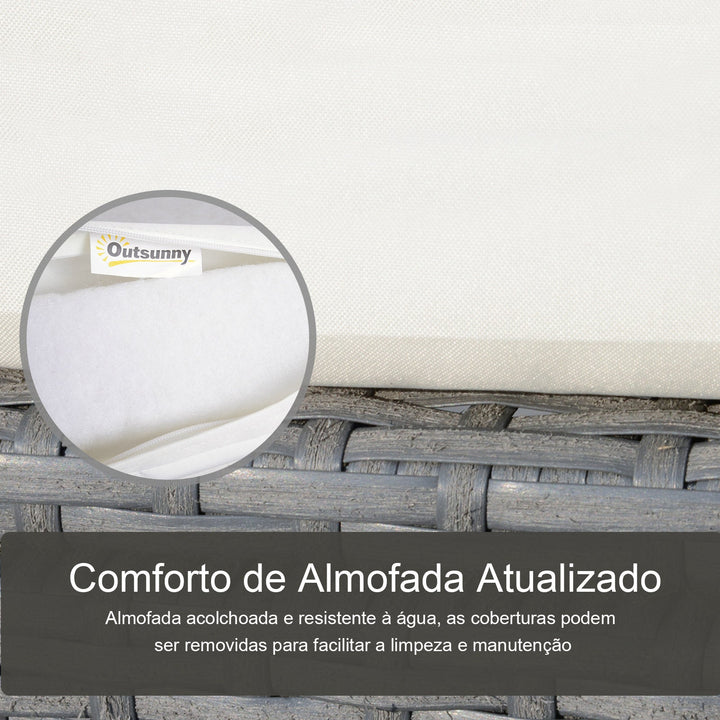 Conjunto de Móveis de Exterior de 3 Peças para Jardim pátio piscina Cor Cinza
