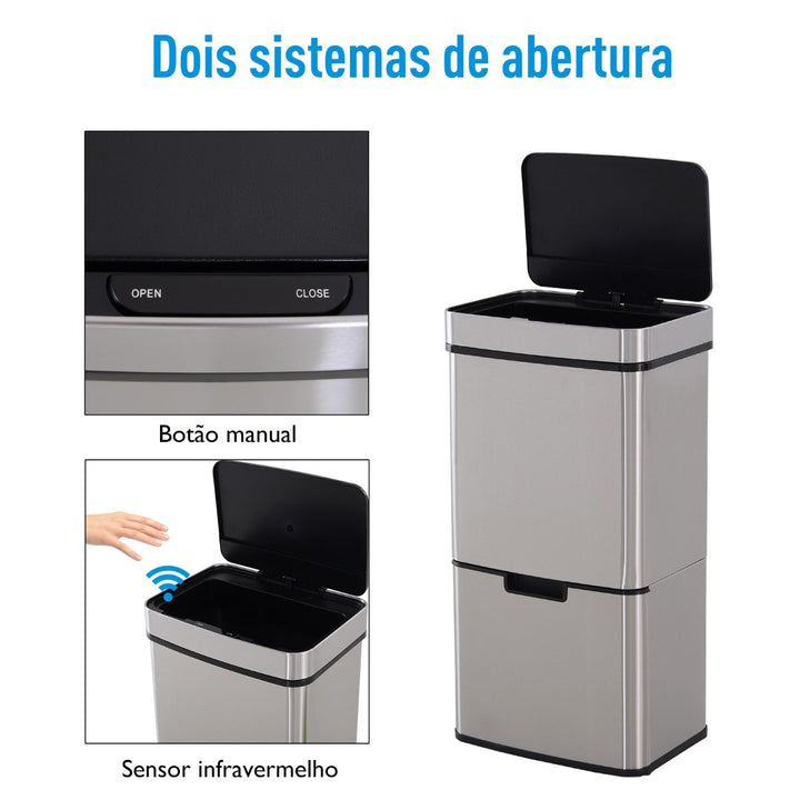 Caixote de Lixo Automático do sensor da abertura da lata de lixo para o quarto 72L da cozinha de aço inoxidável