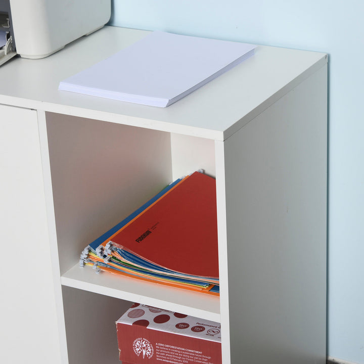 Armário para Escritório de Impressora com Espaço de Armazenamento e Rodas 100x 40 x 71 cm Branco