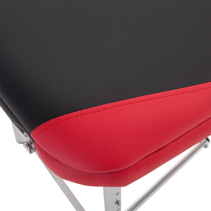 Marquesa de Massagem Alumínio Dobrável 185 x 60 cm Tatuagem Terapia Cama Preto Vermelho