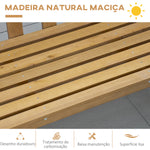 Banco de Jardim de 3 Lugares Banco de Exterior de Madeira com Encosto de Ripas para Varanda Pátio Carga Máxima 360 kg 144x60x77 cm Madeira