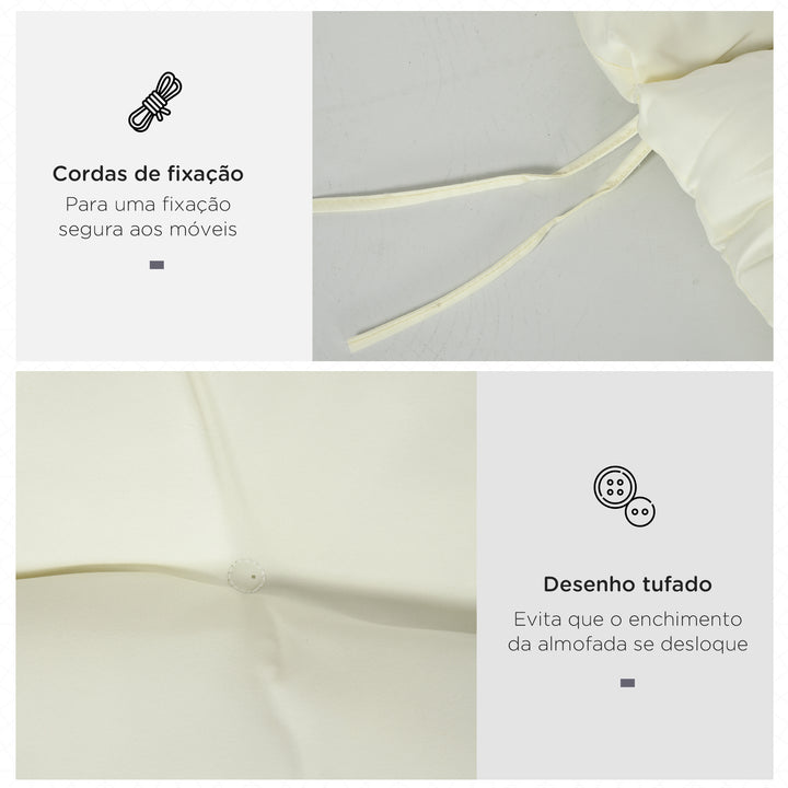 Almofada para Espreguiçadeira 200x60x13 cm Almofada Retangular de Algodão para Espreguiçadeiras Almofada de Assento e Encosto para Jardim Varanda Creme