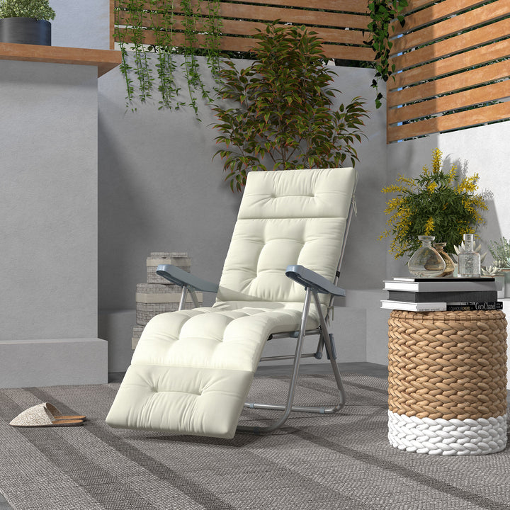 Almofada para Espreguiçadeira 200x60x13 cm Almofada Retangular de Algodão para Espreguiçadeiras Almofada de Assento e Encosto para Jardim Varanda Creme