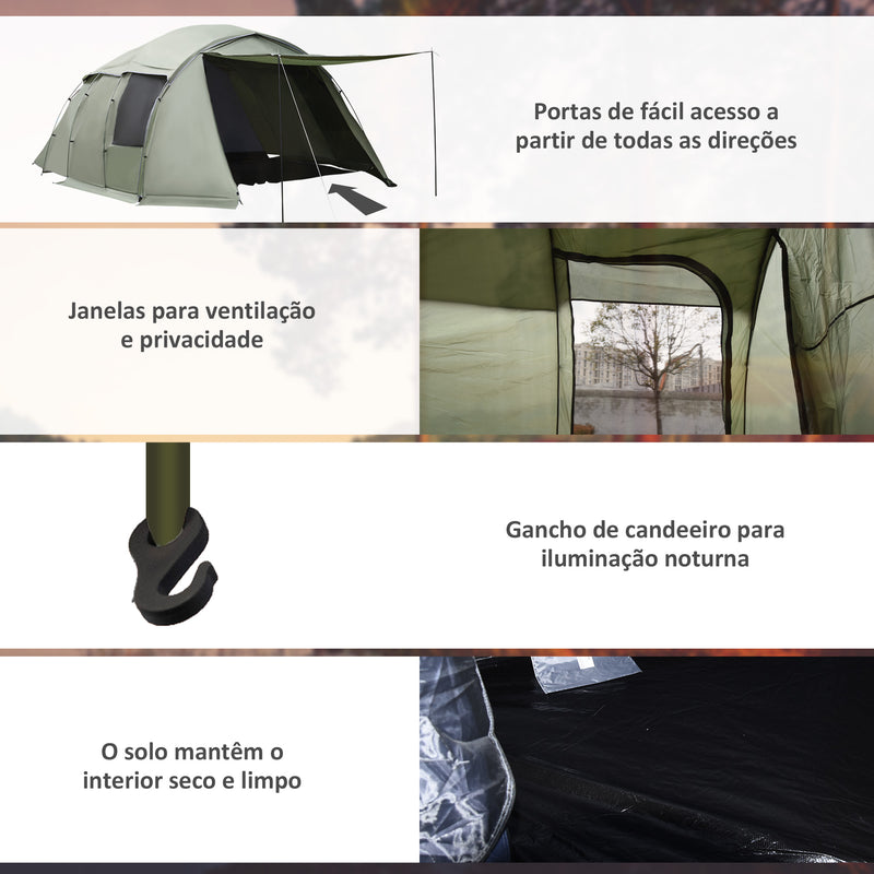 Tenda Campismo Outsunny Poliéster, PE e Fibra de Vidro Cinza Escuro,  Vermelho e Preto 426x206x154 cm A20-173CG