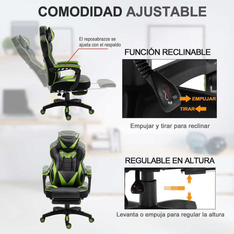 Cadeira Gaming com pousa pés