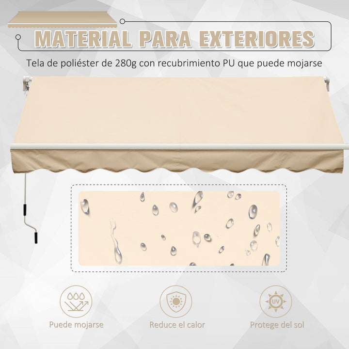 Toldo para terraço e jardim 395x245cm com braço Alumínio, poliéster e Aço Creme